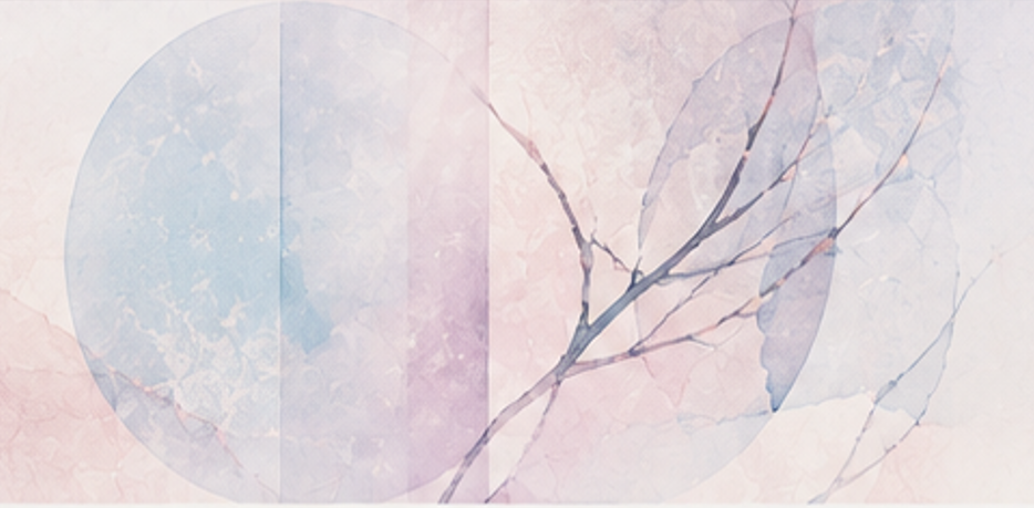 Abstract pastel botanical editorial artwork
